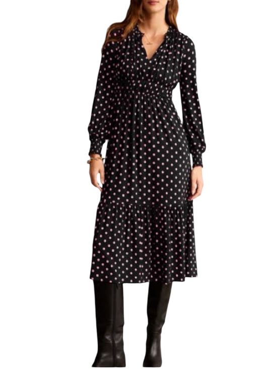 Boden Dresses & Skirts - Boden Black Midi Dress with Pink Polka Dots